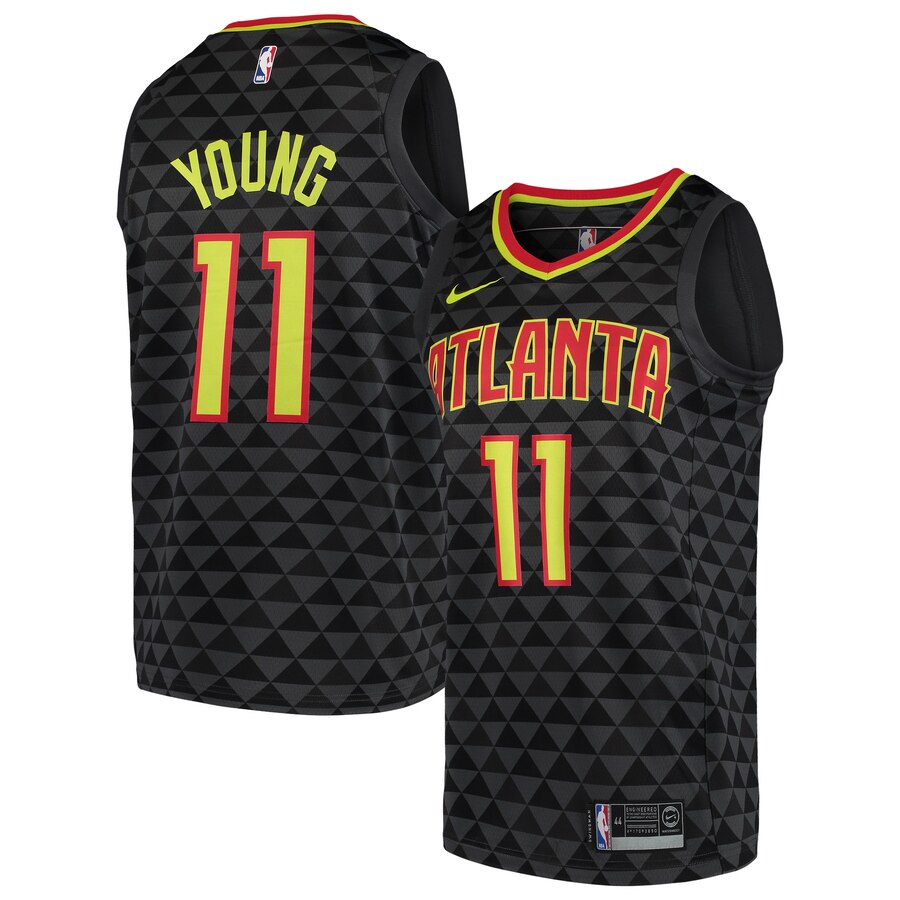 Men's Atlanta Hawks #11 Trae Young Black NBA Stitched Jersey Men's Atlanta Hawks #11 Trae Young Black NBA Stitched Jersey